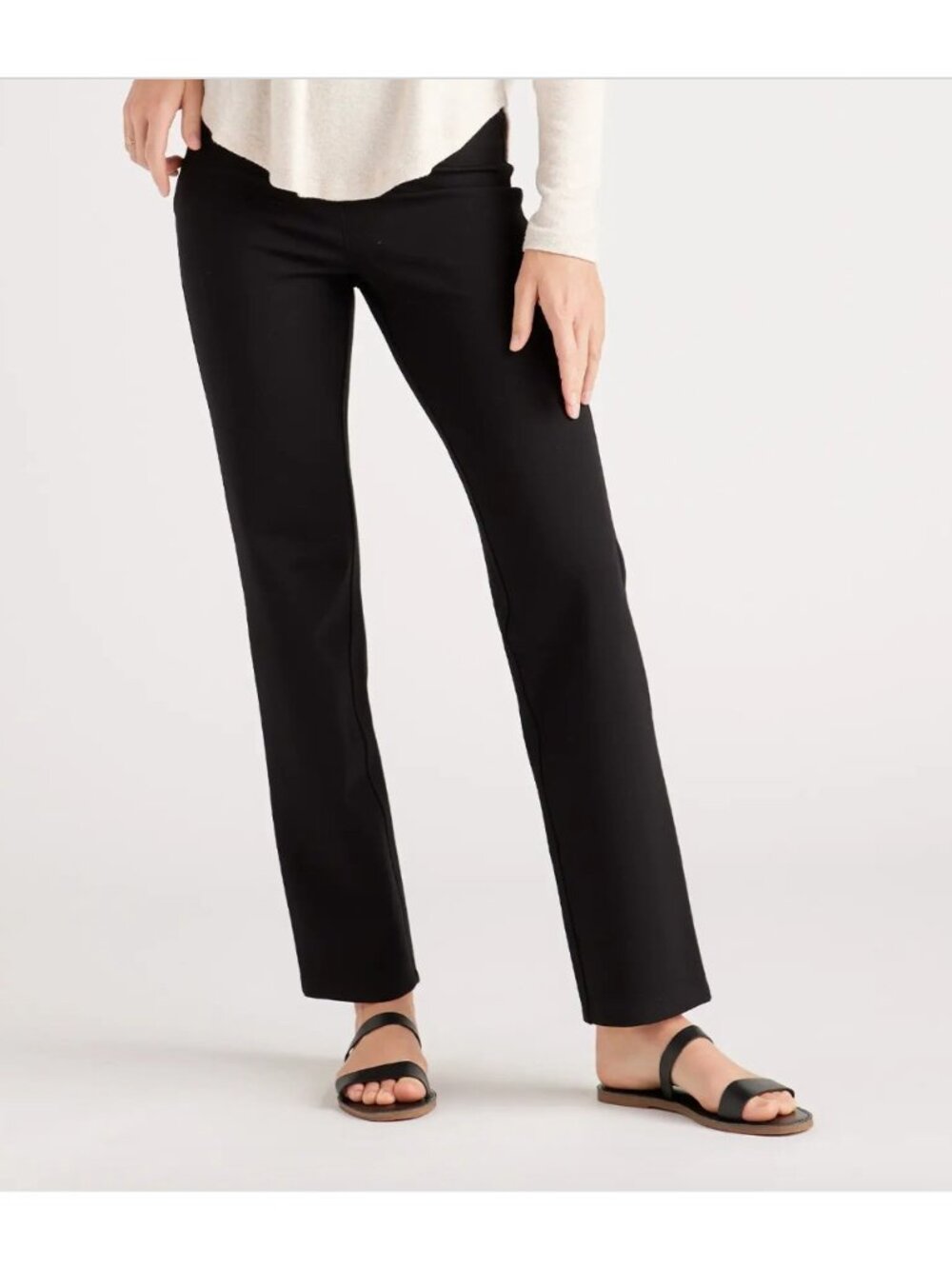 Quince Black Ponte Pants - Straight Leg - Faux Pockets - M - Regular - 30" - NWT